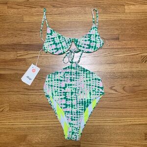Maaji swimsuit - cut out one piece green / pink boho underwire swimsuit